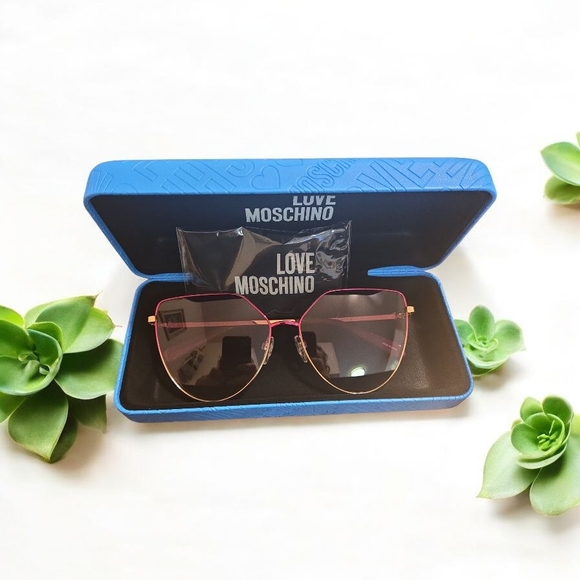 Love Moschino Accessories - Love Moschino Pink and Gold Sunglasses with Blue Case